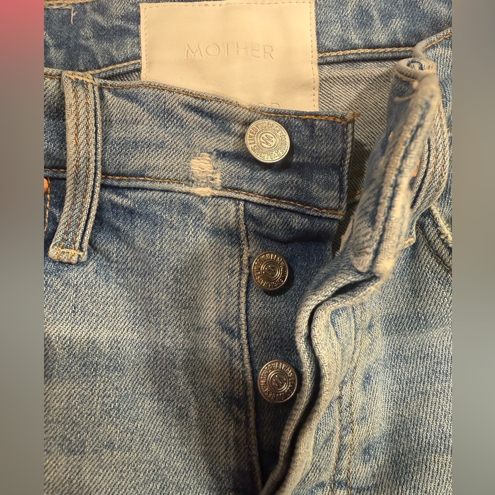 MOTHER OF Superior The Tomcat High-Rise Straight-Leg Jeans Distressed Light Wash - Picture 4 of 8